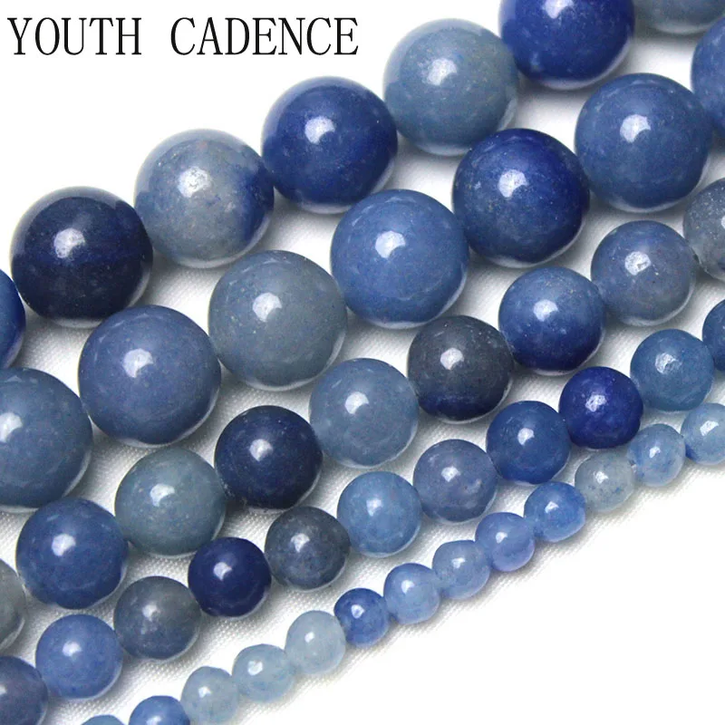 Natural Stone Blue Aventurine Jades Dumortierite  Beads For Jewelry Making DIY Material 4/ 6/8/10/12mm Strand 15\'\' Wholesale