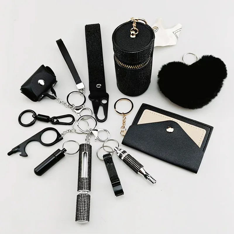 

Многофункциональные женские брелоки (11 шт.), включая флаконы для духов и свистки, удобные, свободно комбинируемые брелоки.