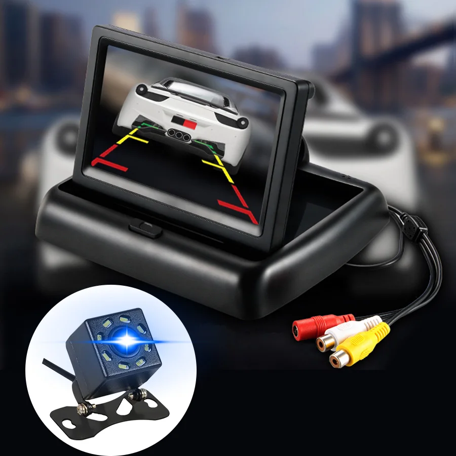Acceo Rückfahrkamera für Autos mit 5-Zoll-Klapp-LCD-HD-Monitor, Nachtsicht-LED-Rückfahrkamera, einfache Installation, Parksystem – Detail 11