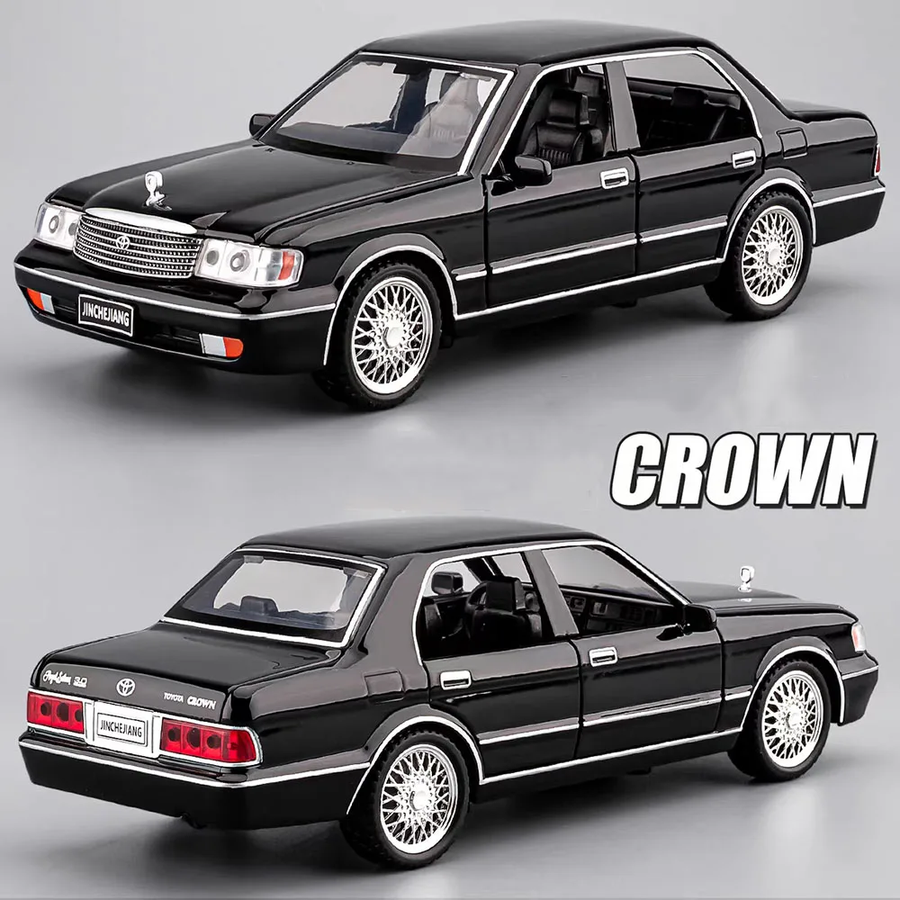 1:32 Crown Miniature Models Cars Alloy Diecast Toys Rubber Tires with Light Music Vehicles Wheel Pull Back Car Child Adult Gifts
