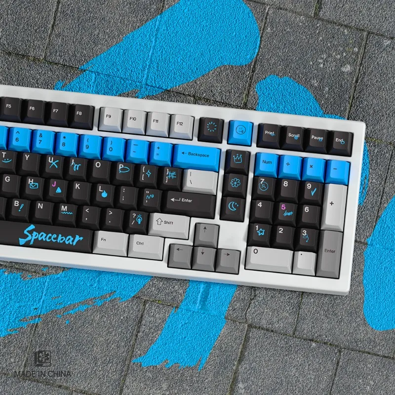 

Черно-белые колпачки для клавиш с тематикой граффити для механической клавиатуры Costom Cherry Profile Клавиатуры Колпачки для клавиш Point Keycap PBT Подарки