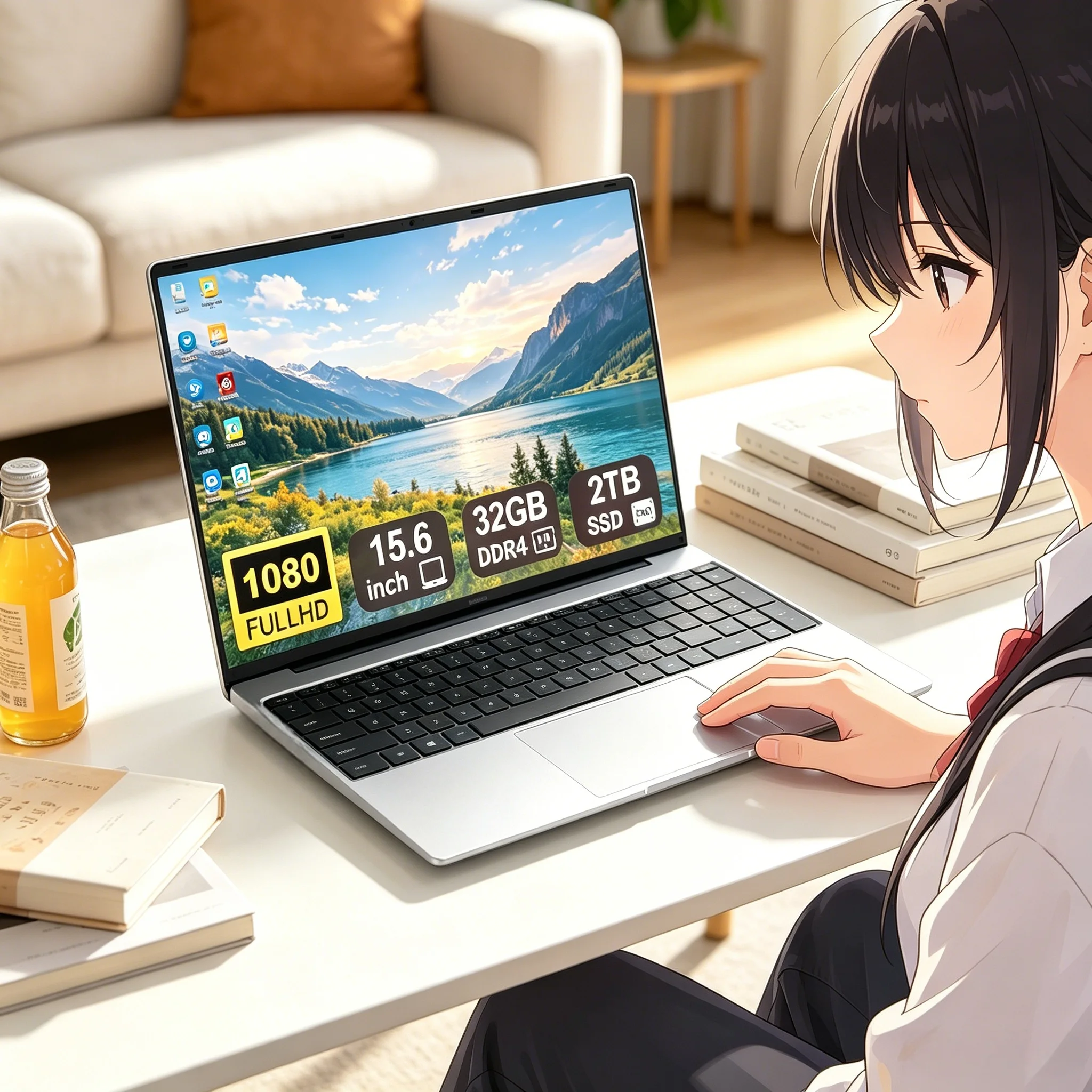 

Fashion 15.6 Inch Ultra Thin Notebook PC Intel N95 6500Y Win11 32GB DDR4 2TB SSD Business Gaming Laptop