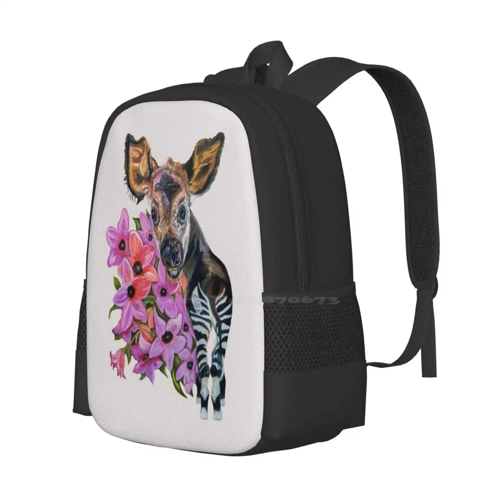 Mochila de diseño con estampado 3D para bebé, bolsa de estudiante Okapies, cebra, jirafa, jirafa, congolesa, animales lindos, bebé, animales africanos