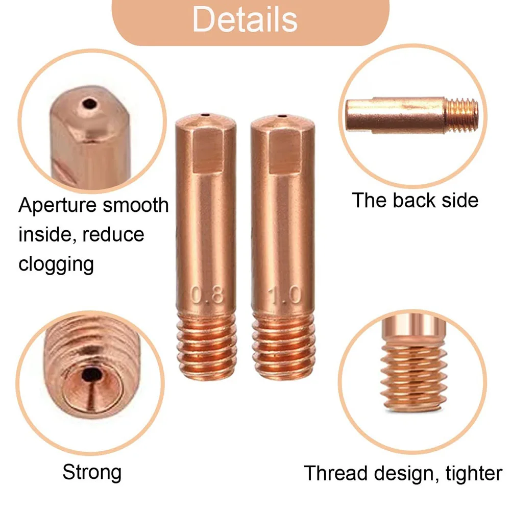 25 unids/set 0,8/1,0mm Kit de boquillas de soplete de soldadura para MIG para MB15 para puntas de contacto 15AK accesorios de herramientas de soplete de soldadura