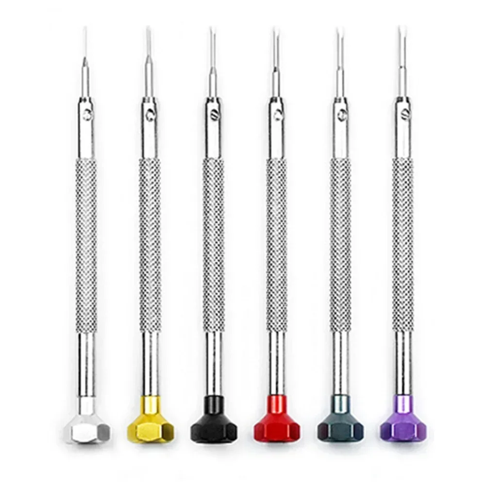 6pcs Precision Screwdriver 0.6-1.6mm Colored Slotted Screwdriver Watch Glasses Repair Hexagonal Head Screw Drivers Hand Tools