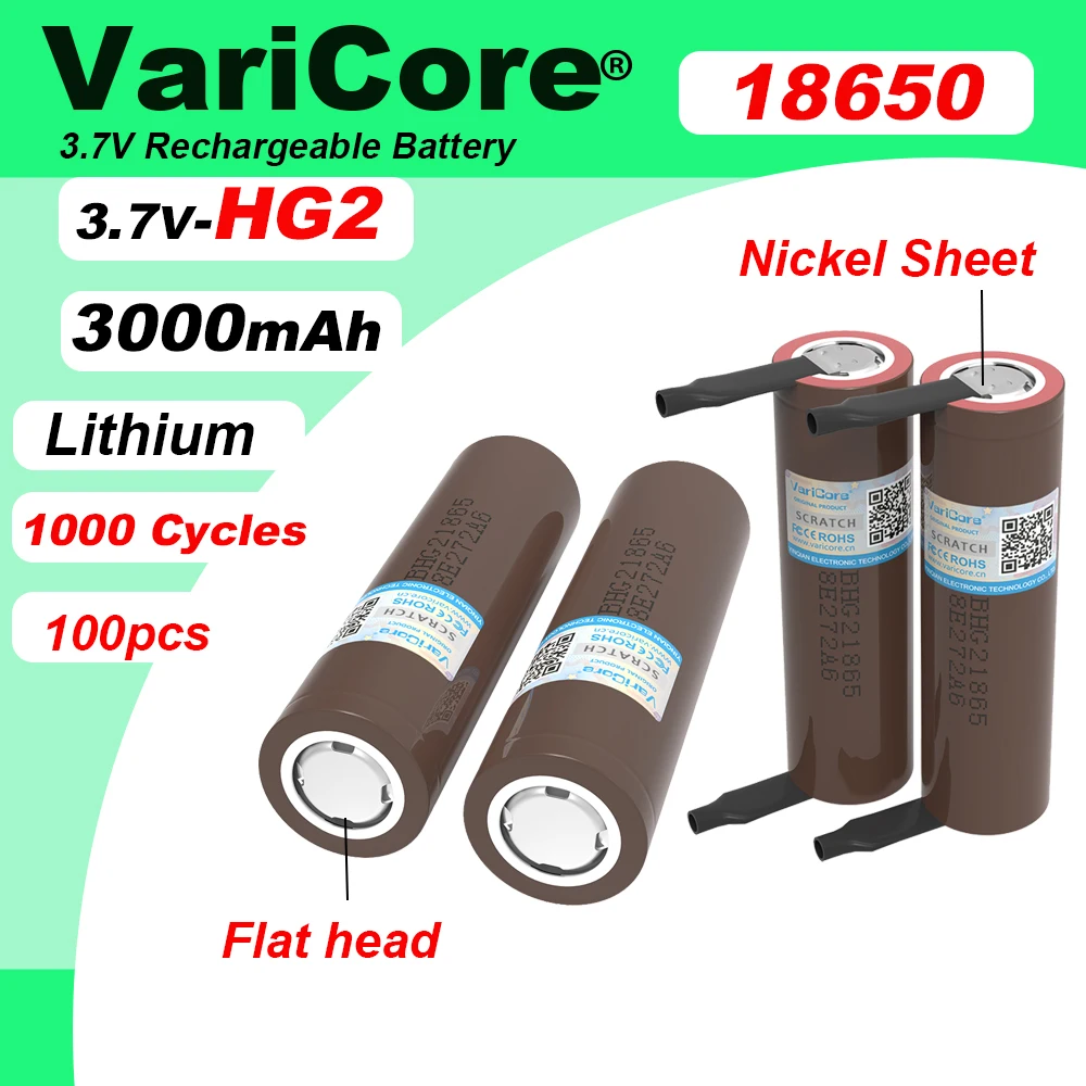 HNip100-Batteries rechargeables, 100% mAh, 18650 V, décharge 20A, 3000 pièces, originales, neuves, pour hg2, vente en gros