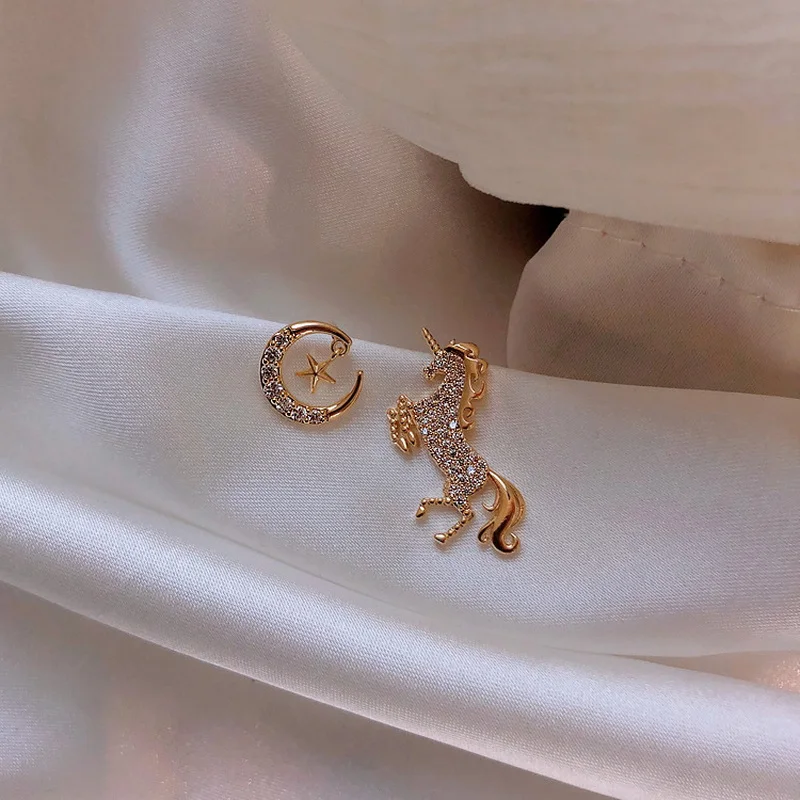 Neue Niedliche Tier-Ohrstecker für Frauen Elegante Pferde-, Kätzchen-, Eulen-Ohrringe mit Perlen und Strass Geburtstags-Party-Schmuck – Detail 5