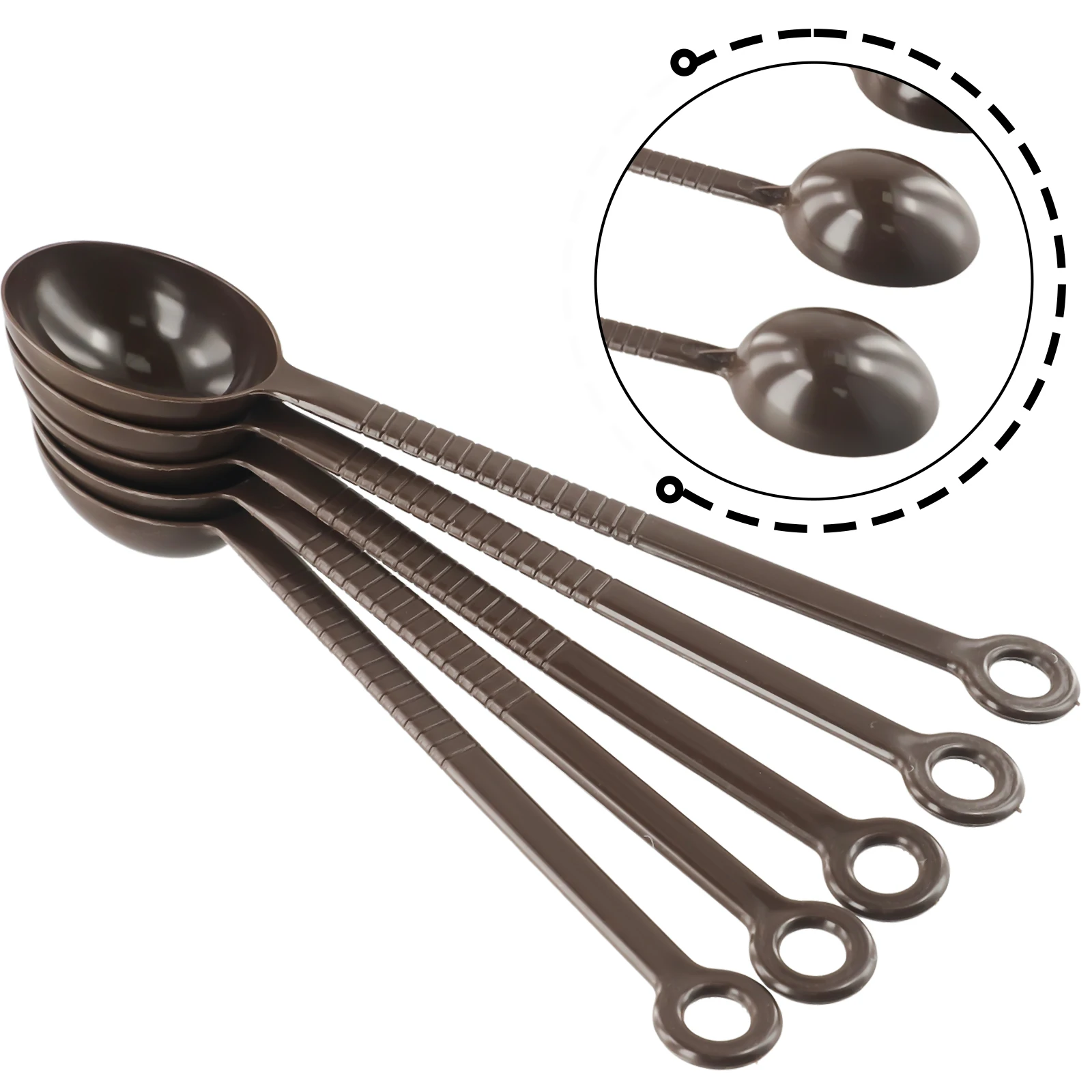 Plastic Spoons Brown Espresso Fruit Powder/Coffee Kitchen Long Maker Scoop Set Tool 5PCS Practical High Quality