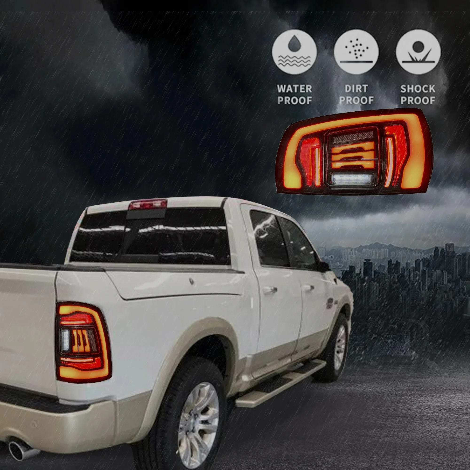 ไฟท้าย LED Motion 2009-2018 สำหรับรถ Dodge RAM 1500 RAM2500 RAM3500 ปี 2013-2018 อะไหล่รถยนต์