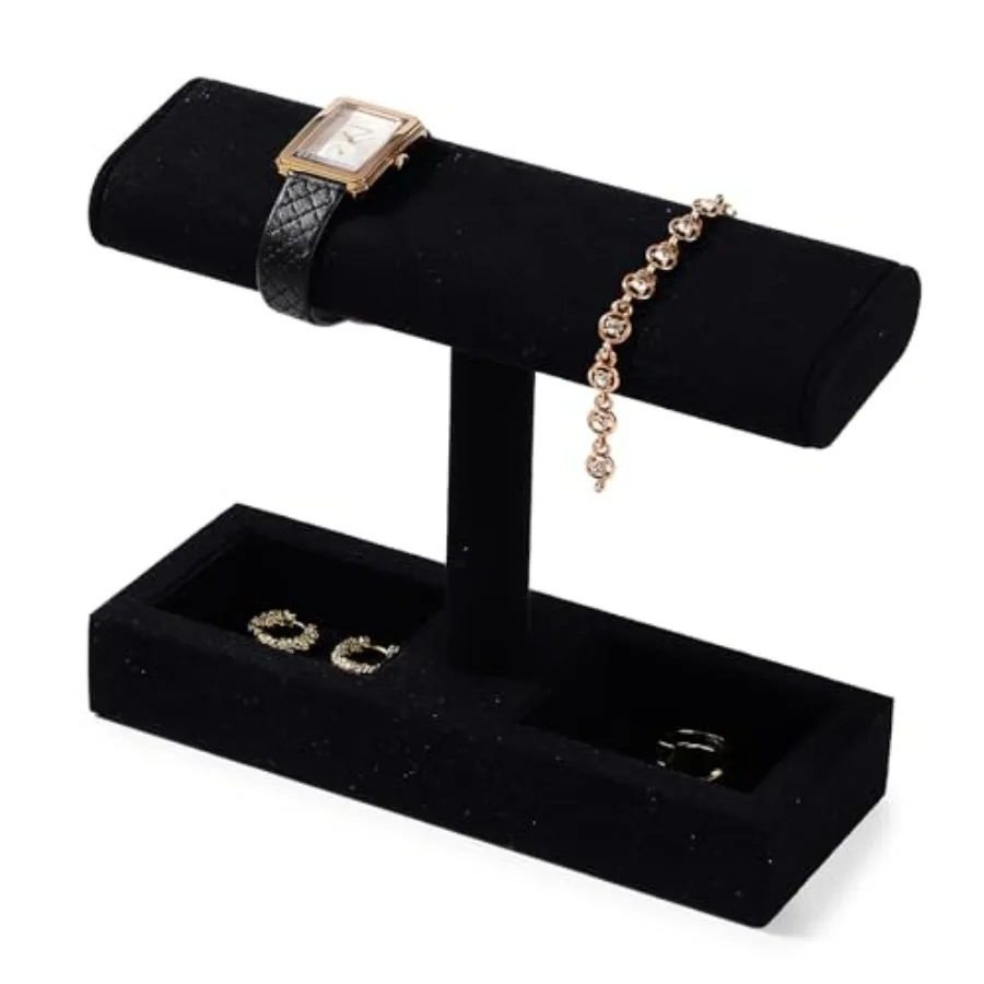 

Microfiber Watch Display Stand T-bar Watch Ring Earrings Stand for Men and Women Jewelry Bracelet Wristwatch Organizer for Stor