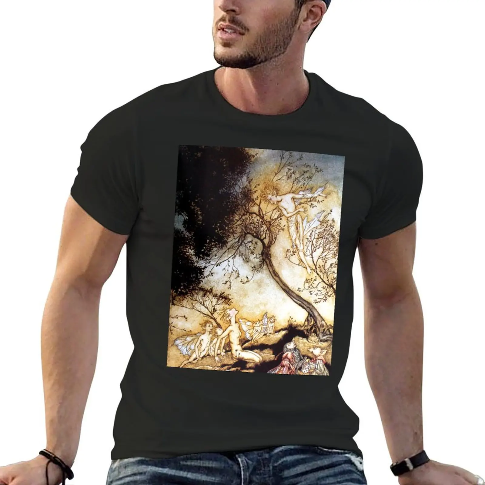 Ariel and Fairies - The Tempest - Arthur Rackham T-Shirt animal prinfor boys anime figures t shirt men