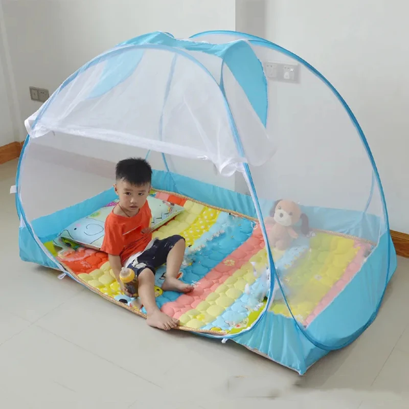 Single Door Three Doors Baby Yurt Mosquito Net Full Bottom Anti-fall Crib Mosquito Net Encrypted Mesh Children's Mosquito Net