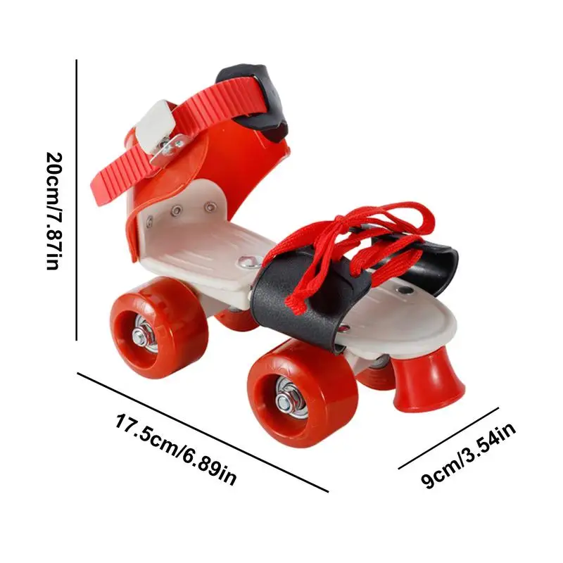 Kids Double-row Inline Roller Skates Portable Adjustable Elastic Skating Shoes PVC Double-shoe Brakes Safe Auxiliary Wheel Skate