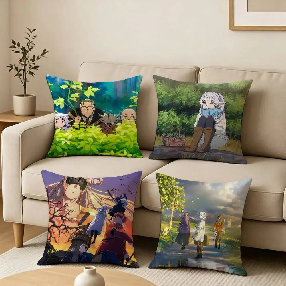 Anime Frieren Beyond Journey En-d  Square Double-Sided printed Pillow Case Bedroom Bedside Pillow Sofa Cushion Cover