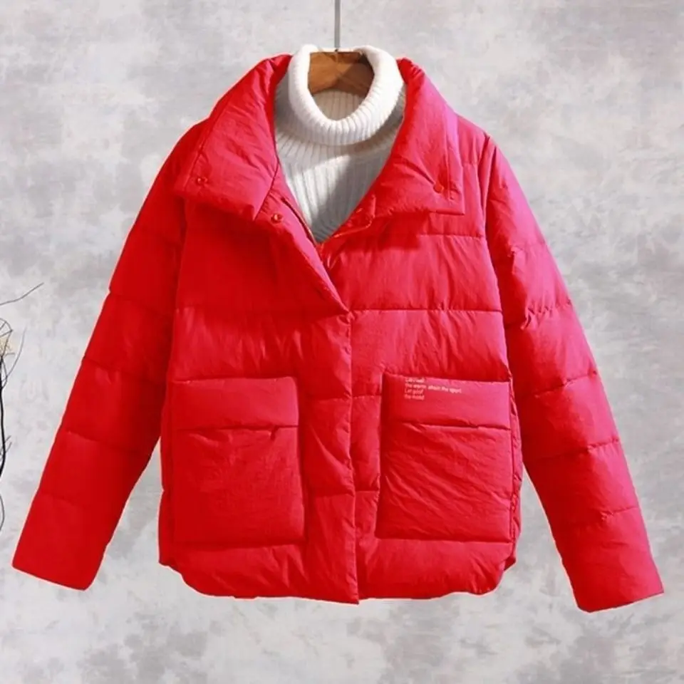 Abrigo de algodón con cuello levantado para mujer, parka cálida de talla grande, chaqueta de invierno, novedad de 2023