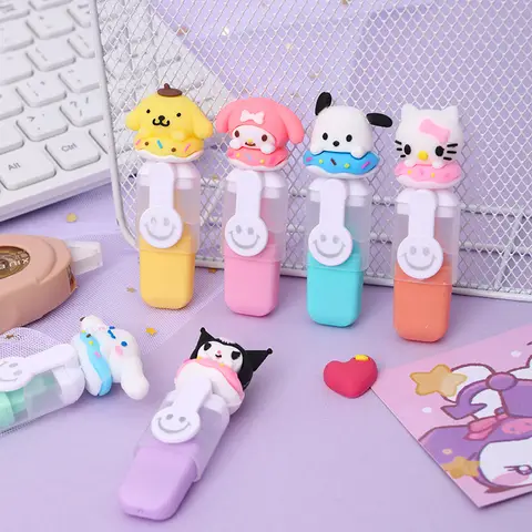 Ny Sanrio överstrykningspenna 6-24 st Kuromi Melody mjuk gummimunk mini färgpenna flicka presentpenna söt barnmålningspenna 8 best sales mini-överstrykningspennor - №5