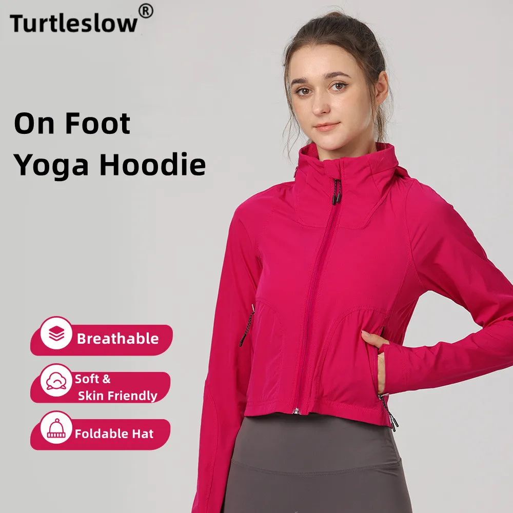 Summer Sun Protection On Foot  Jacket Short Thin Breathable Sports Hoodies Slim Fit 3D Cutting Anti-Sweat Women's Yoga Jacket