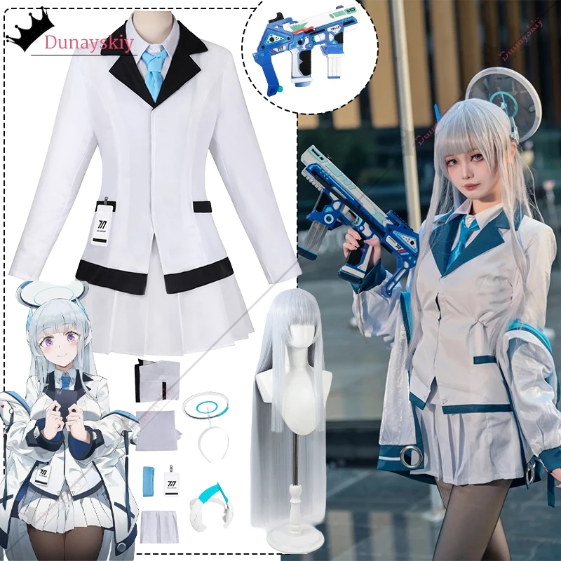 USHIO NOA تأثيري لعبة الأرشيف الأزرق زي المدرسة معطف Jiakei فساتين حريمي موحدة أنيمي بدلة حفلة لعب الأدوار الزي 3CL