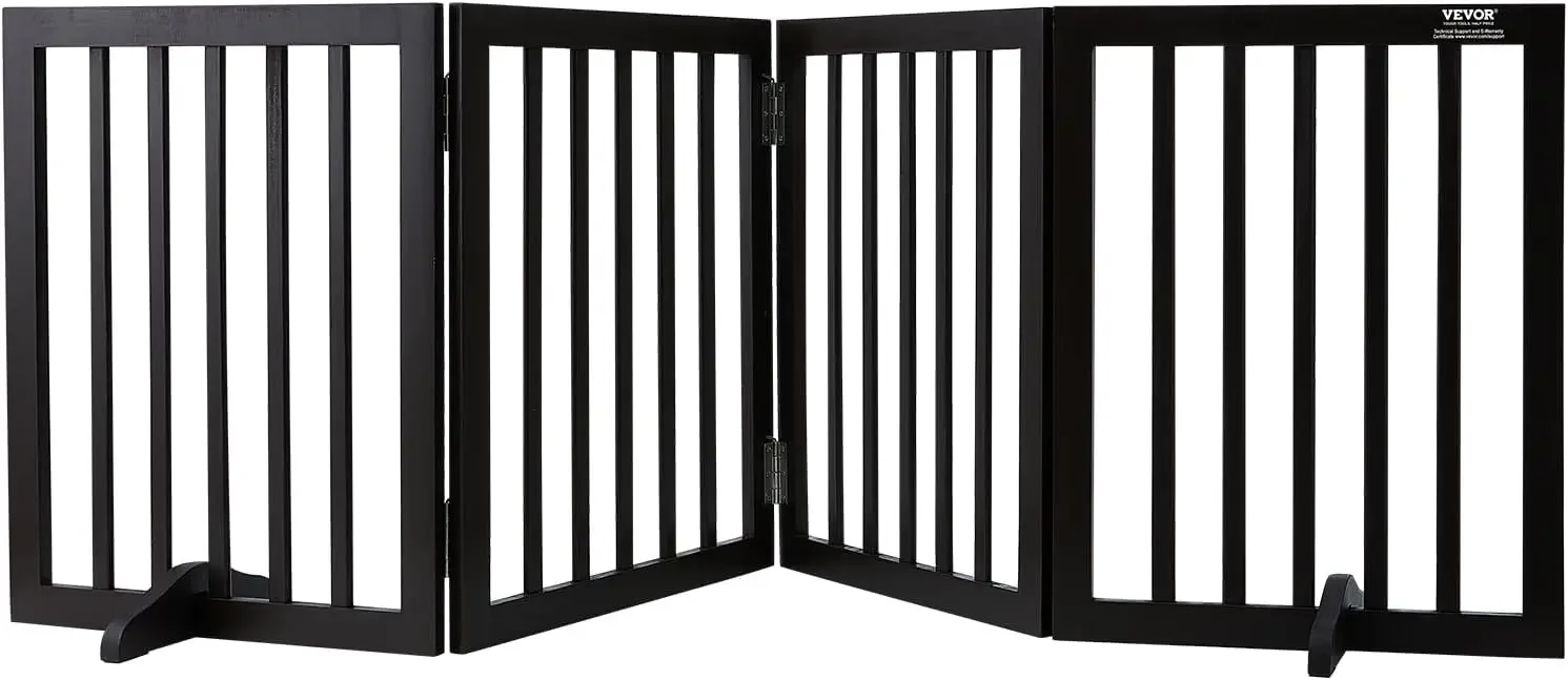 

Free Standing Dog Gate, 24" H x 80.3" W Freestanding Pet Gate, 4 Panels Foldable Dog Gate for Wide and Narrow Passageways