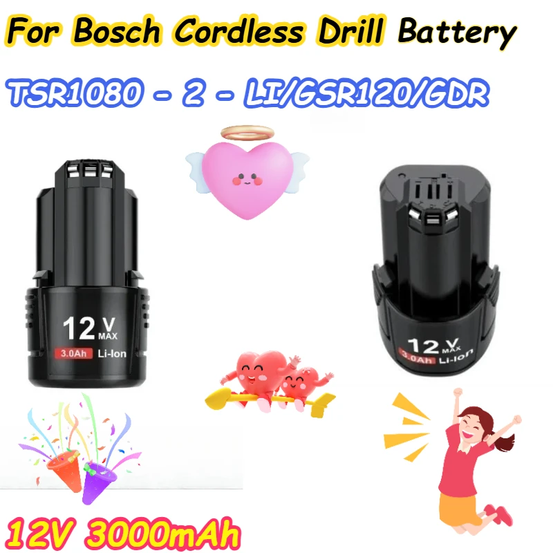 

12V 3000mAh for Bosch Cordless Drill TSR1080 - 2 - LI/GSR120/GDR Battery