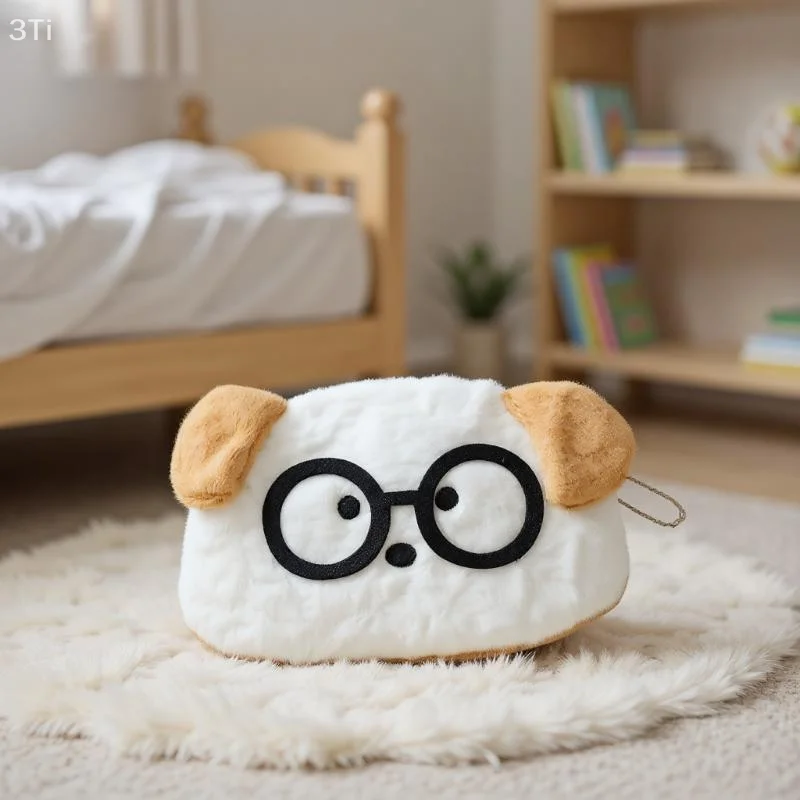 Adorable Eyeglasses Dog Cat Soft Toy Pencil Pouch High-capacity School Supply Storage Purse Small Cash Holder Birthday Presents