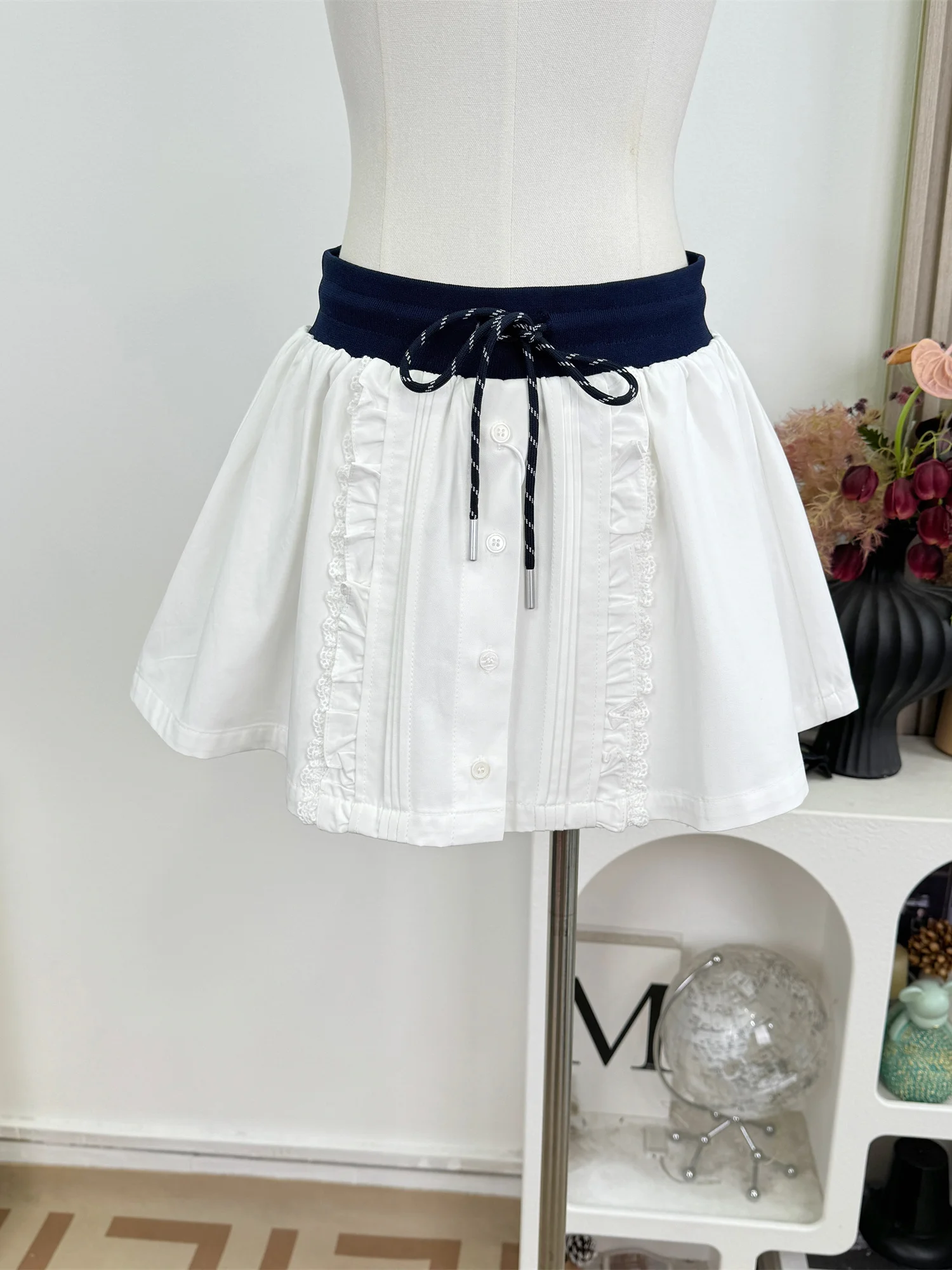 Cotton Feel Sporty Sweet Girl's Puffy  Skirt Short Skirt Women High Waist Cotton Blend Spliced Skirt Summer Collection