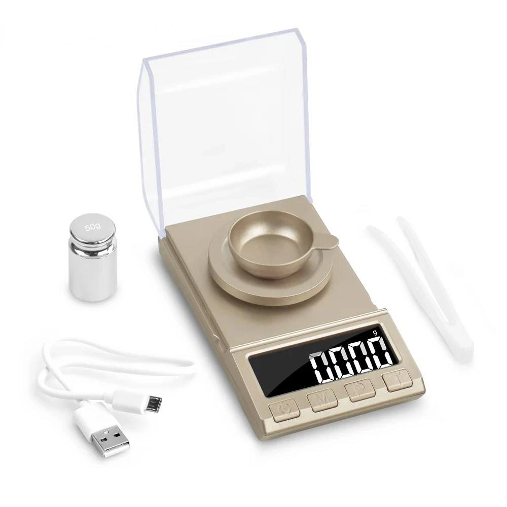 

NEWACALOX 0.001g Precision Digital Jewelry Scale 50g/100g/200g USB Powered Electronic Weighing Scale LCD Mini Lab Balance 0.001g