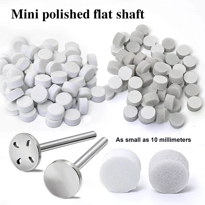 50pcs 10 Mm Self-Adhesive Replaceable Sponge Buffing Pads Stainless Steel Disk For Pedicure Polish Accessories