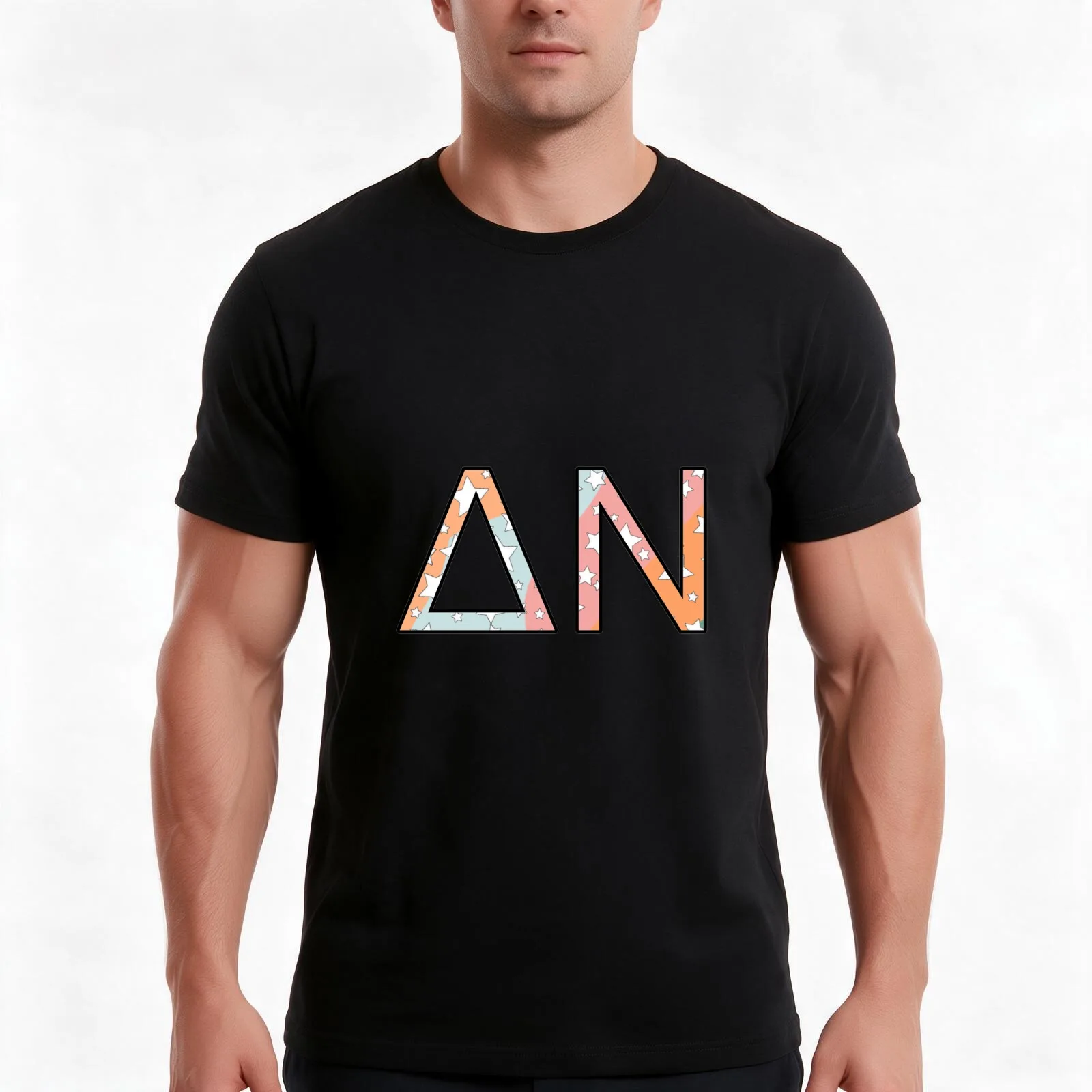 Delta Nu T-Shirt, Summer Casual Cotton Tee, Oversized Streetwear Tops, Vintage Graphic Print, Loose Fit Short Sleeve