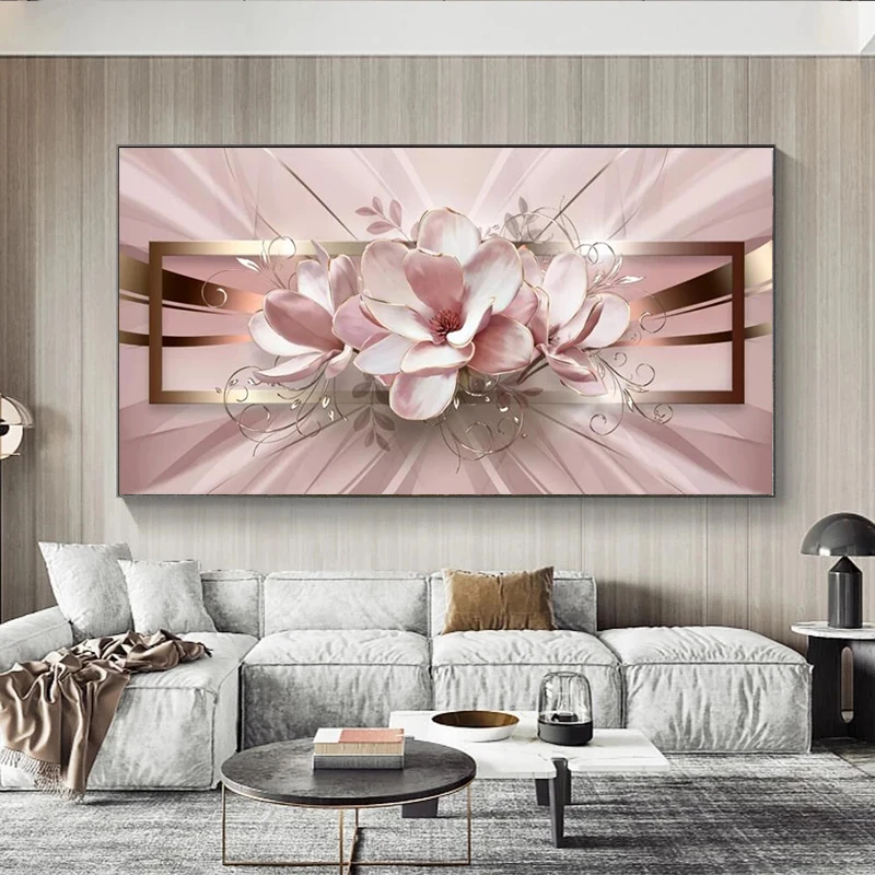 Abstract Orchid Pink Flowers Posters and Prints Flower Pictures Print on Canvas Sofa Wall Pictures Living Room Home Decor