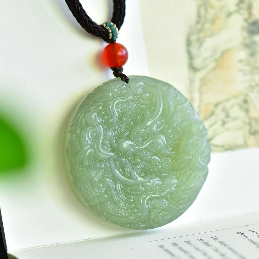 Genuine China Nephrite Stone Certified Jade Dragon Pendant Necklace Women Fine Jewelry Natural Hetian Jade Lucky Charms Amulets view 2