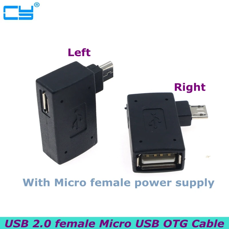 New Micro Adapter USB 2.0 Female to Male Micro OTG Power Supply 2018 Port 90 Degree Left 90 Right Angled USB OTG