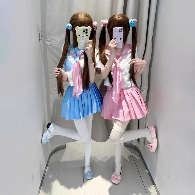 Uniformi giapponesi rosa JK Studenti delle scuole medie universitarie Uniformi da marinaio Uniformi scolastiche JK Anime Cospaly Studenti Abbigliamento