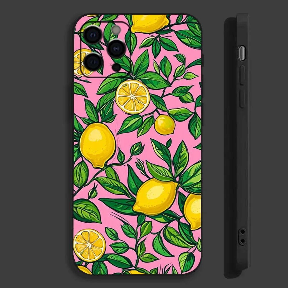 Fruit lemon Painting Phone Case For Apple iPhone 15,14,13,12,11,Pro,X,XS,Max,XR,Plus,Mini Soft Black Cover