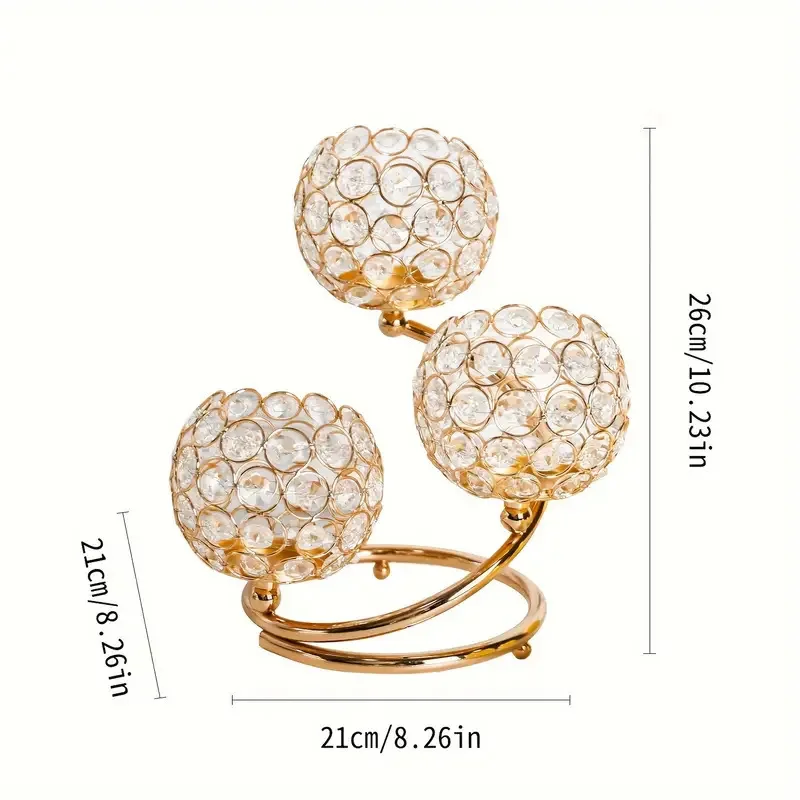 European three-headed crystal candle holder candle light dinner wedding home ornament electroplated wrought iron candle holder