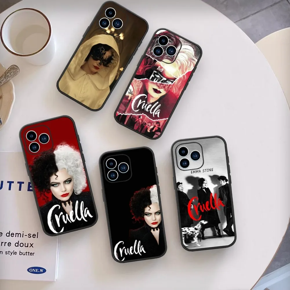 Cruella de vil film Phone Case For iPhone 13 14 15 11 12 X XS Mini Pro Max Black Cover