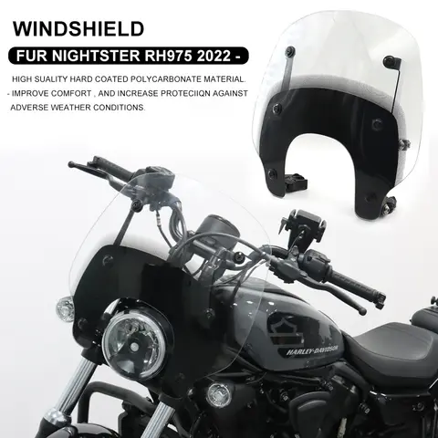 Nightster RH975 Nightster RH975 2022 2023 오토바이 윈드 디플렉터, 퀵 릴리스 컴팩트 윈드 실드 스모크/블랙
