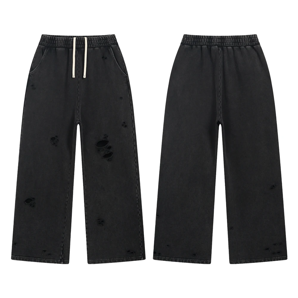 2025 new Streetwear Clothing Oversized Baggy Pants Hip-hop Men's Cotton Pant Casual Daily High Street Style Vintage Ripped Pants