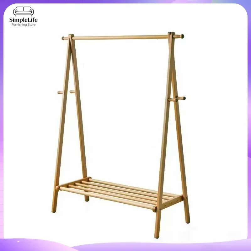 Luxury Wooden Coat Rack Floor Standing Hanger Multifunctional Clothes Organizer Space Saving Home Hotel Lobby Gym Furniture
