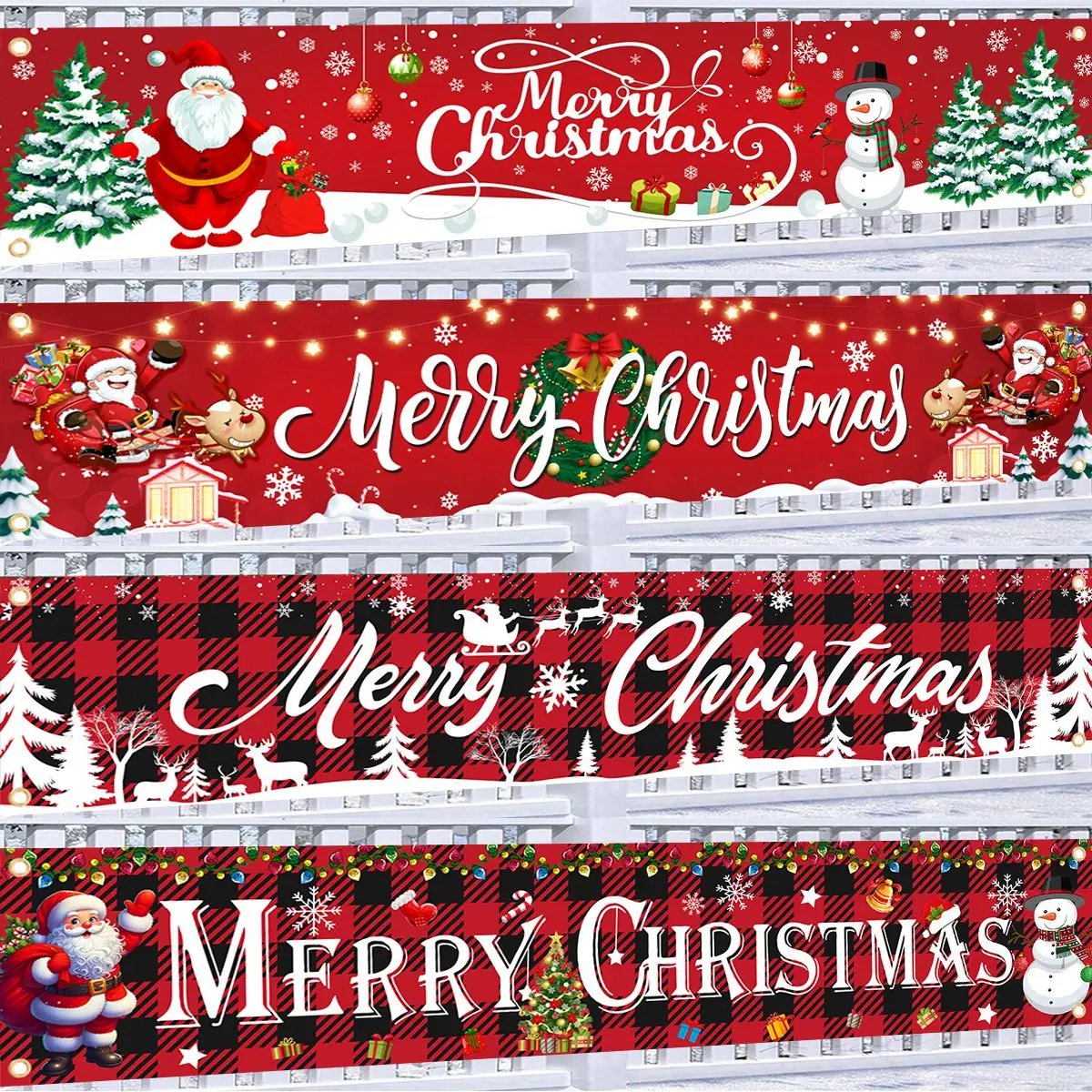 Red Merry Christmas Banner Christmas Decor for Home 2024 Indoor Outdoor Decor Xmas Flag Navidad Noel Natal Gifts New Year 2025
