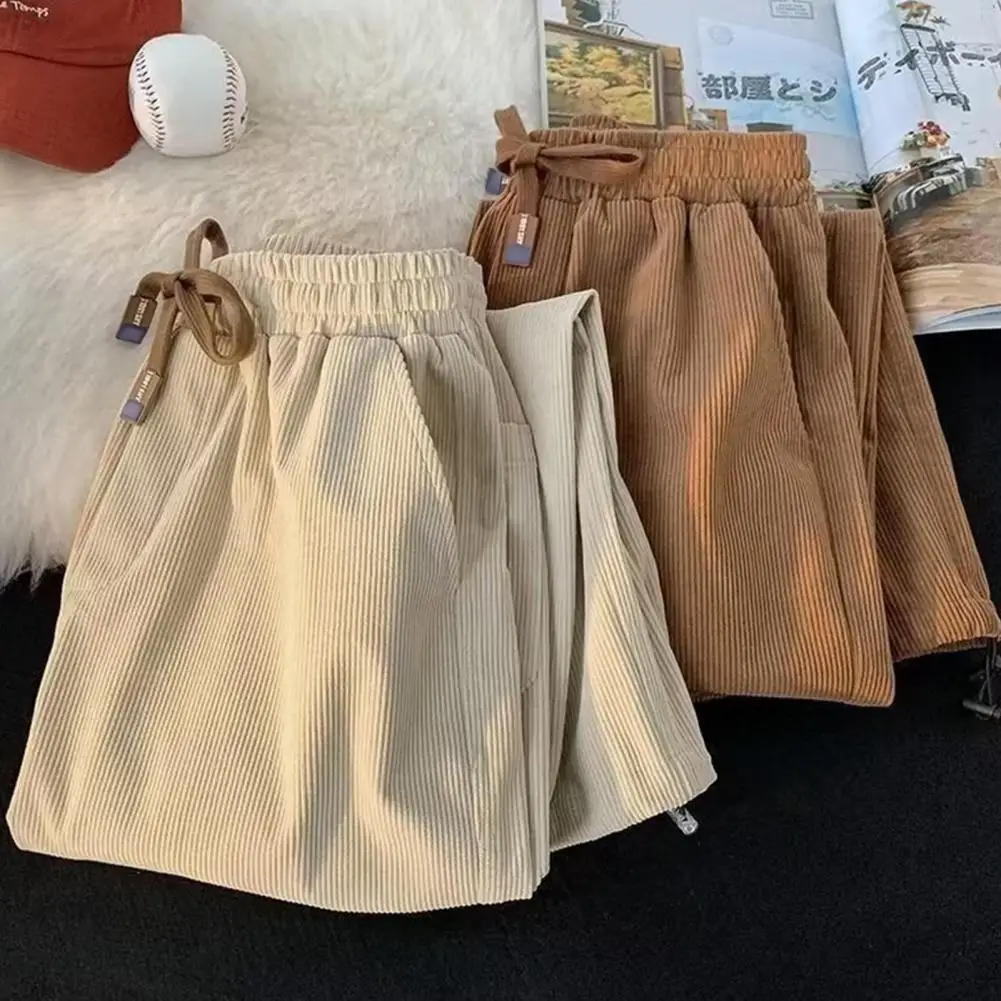 Men Polyester Sweatpants Cozy Plush Men's Drawstring Pants with Elastic Waist Pockets Soft Breathable Trousers for Comfortable