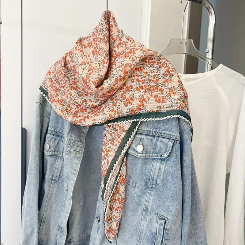 90 Cm Katoen Bandana Vierkante Sjaal Vrouwen Meisje Haar Sjaal Zomer Sjaals Wraps Mode Kantoor Kleine Haar Hals Hijaabs Foulard Sjaals