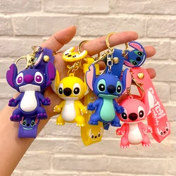 Disney Stitch Toys Keychain Anime Figure Stitch Pendant Keychain Sweet Pink Angel Keychains Women Car Keyring Girl Birthday Gift