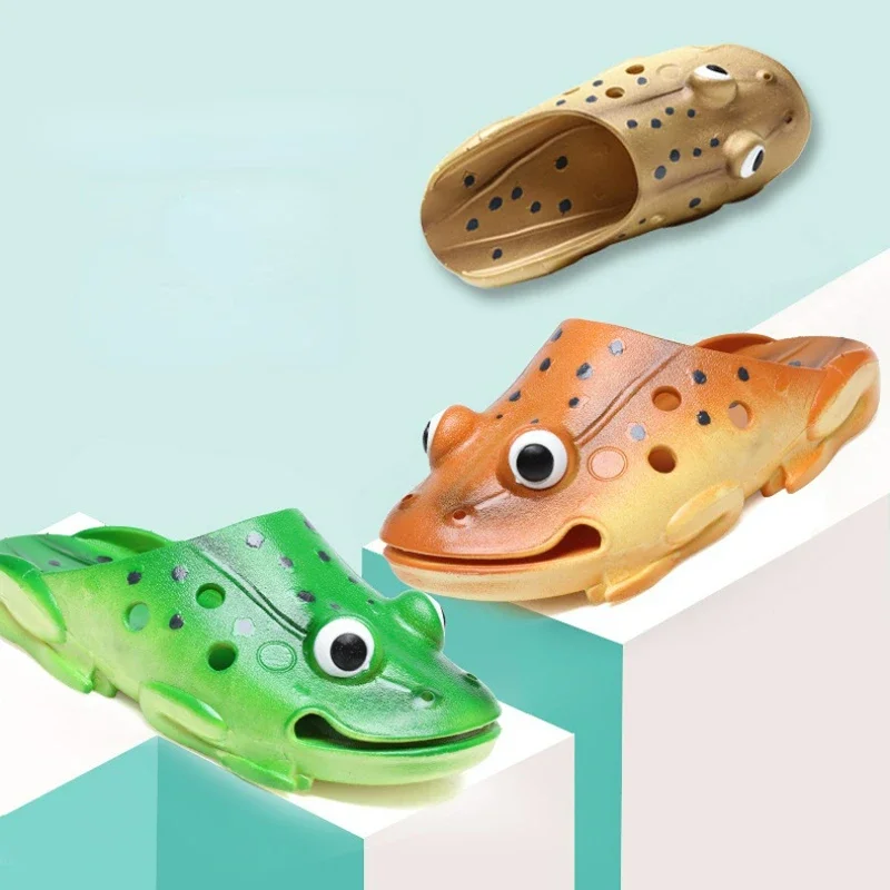 Funny Frogs Slippers Summer Beach Shoes Parent-child Casual Recreational Slippers Slides Sandals Flip Flops Pantuflas De Mujer