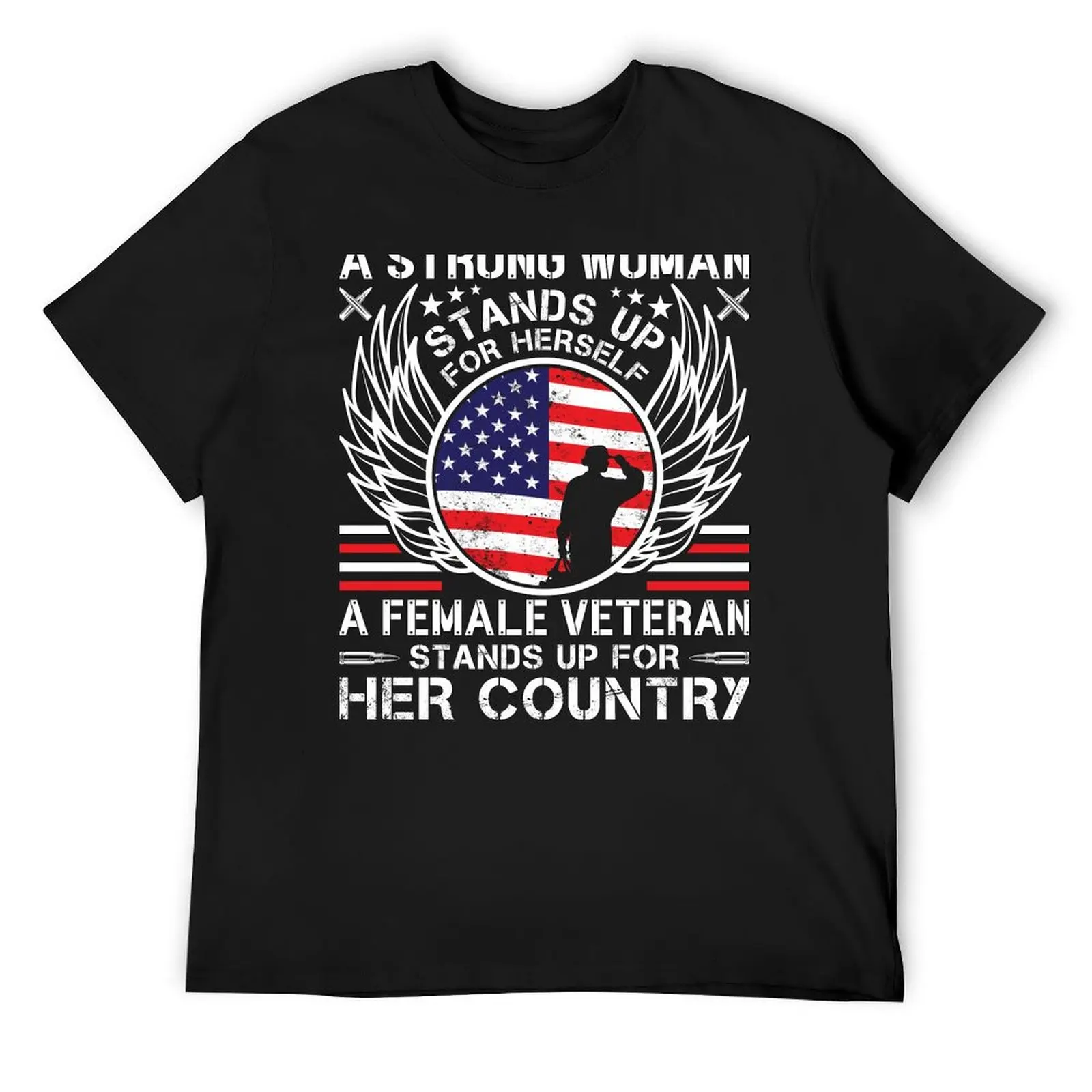 

Female Veteran Stands Up For Her Country T-Shirt anime figures cotton graphic tees essential t shirt men clothes