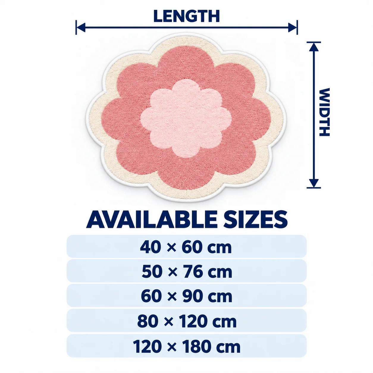 Pink Retro Flower Shaped Area Rug, Soft Pastel Floor Mat for Bedroom Living Room Dressing Area, Cute Modern Home Decor Gift