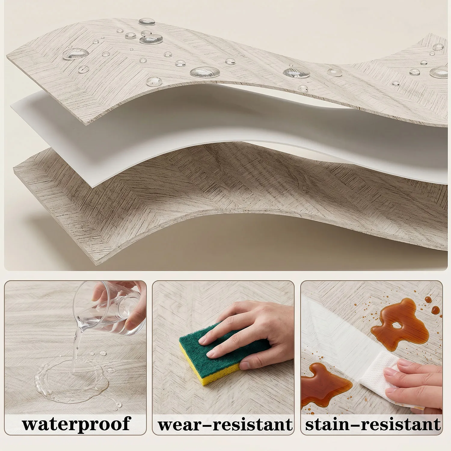 

Wall Stickers Chevron Wood Grain Contact Paper Light Grey IXPE Self-Adhesive Peel and Stick for Kitchen Bathroom Cabinet Renter