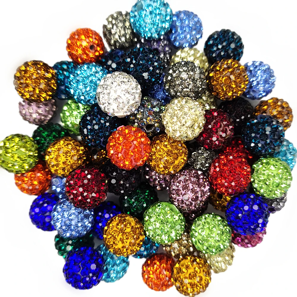 Good Quality 10mm All Colors 7-row Glass Rhinestones 2holes Clay Shamballa Beads For Bracelet Pendant Jewelry Accessories DIY