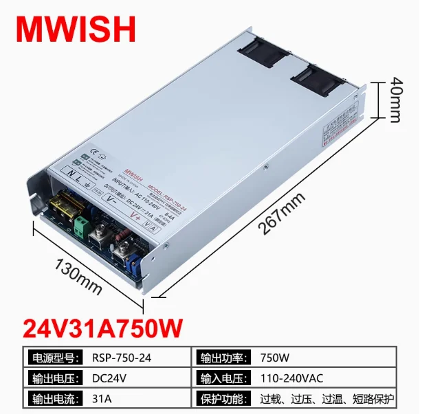 RSP-500/750/1000/1500/2000/3000-48 High Power DC PFC Switching Power Supply 24V48V Transformer 100% New original