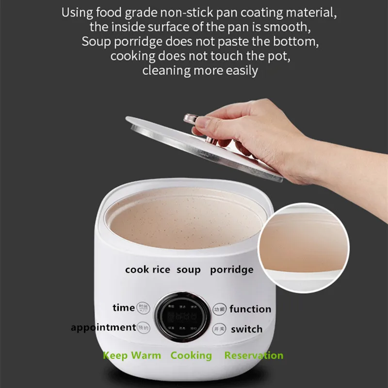 220v Smart Touch Reiskocher 2l Mini multifunktion ale Antihaft-Pfannen schnell kochende Suppe Reiskocher Küche Haushalts geräte